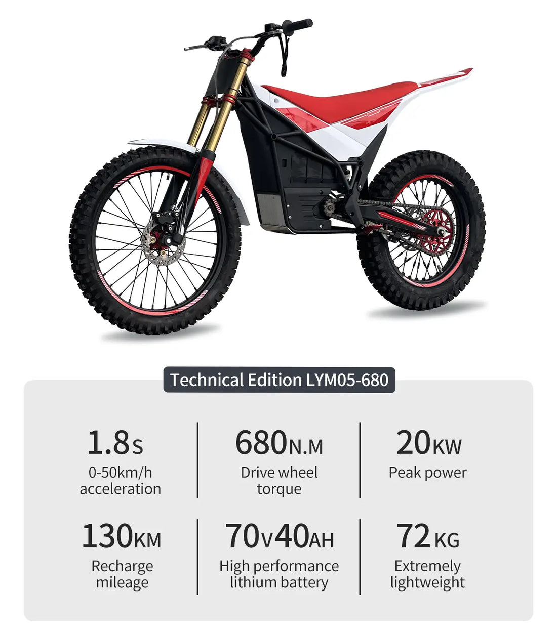 72V 16/20/25KW Max Speed 100km/h Electric Motorcycle